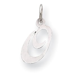 14K White Gold Small Script Initial O Charm Pendant 14K White Gold Small Script Initial O Charm Pendant